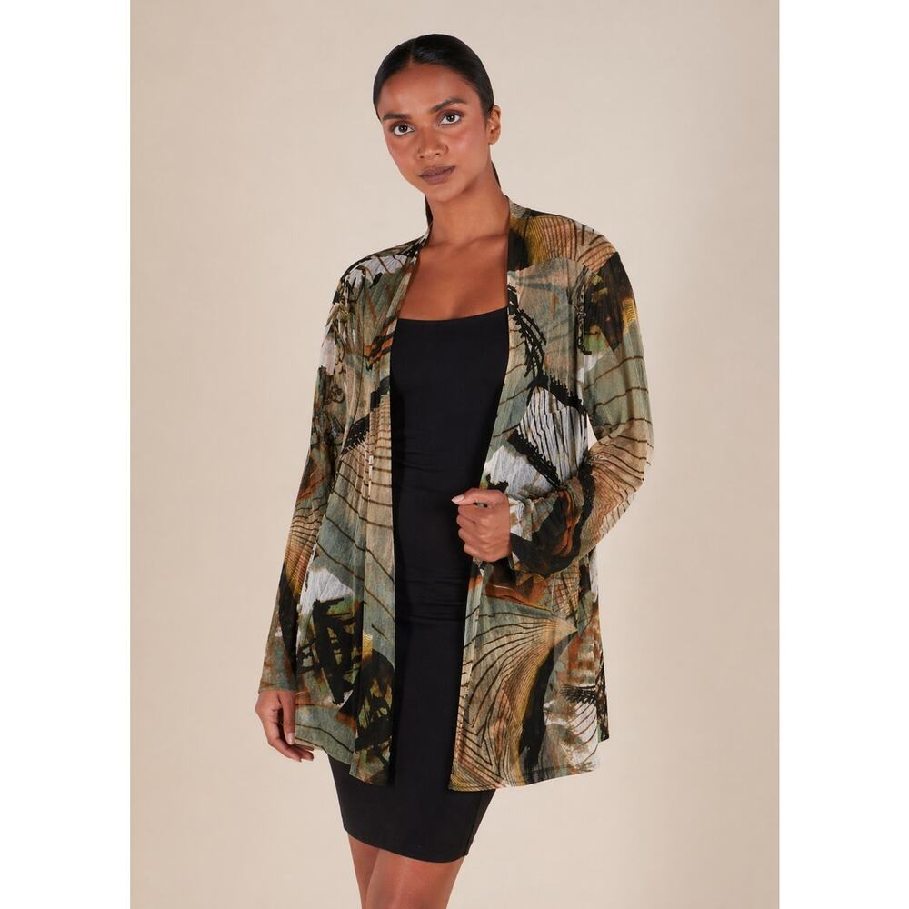 Serengeti Cardigan Size 3X Drape Semi Sheer Flowy Layer Artsy Art To Wear Modest